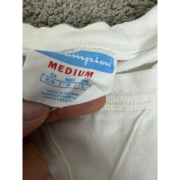 Champion Shirt Mens Medium White Signature Logo Tall Tee Short Sleeve Casual - Picture 6 of 12